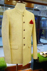 Off-White Formal Prince Coat with Red Pocket Square