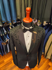 Luxury Black Embroidered Tuxedo Blazer