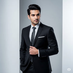 Classic Jet Black Premium Slim Fit Two-Piece Suit