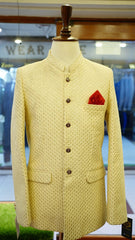 Off-White Formal Prince Coat with Red Pocket Square