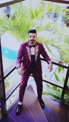 Plum Color Tuxedo With Golden Embroidery