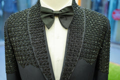 Black Embellished Slim Fit Designer Tuxedo
