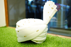 Royal White Sherwani Turban with Golden Detailing