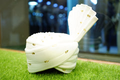 Royal White Sherwani Turban with Golden Detailing