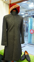 Royal Black Messori Groom Sherwani Hand Embrioded with Turbun & Khoosa