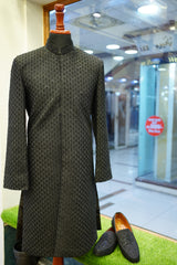 Royal Black Messori Groom Sherwani Hand Embrioded with Turbun & Khoosa