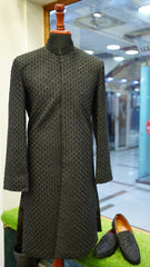 Royal Black Messori Groom Sherwani Hand Embrioded with Turbun & Khoosa