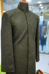Royal Black Messori Groom Sherwani Hand Embrioded with Turbun & Khoosa