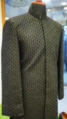 Royal Black Messori Groom Sherwani Hand Embrioded with Turbun & Khoosa