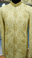 OFF-WHITE MESSORI SHERWANI with Detailed Hand Embriodry WITH TURBUN+KHOOSA