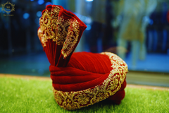 Reddish Maroon Turban With Embroidery