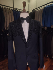 Black Embellished Slim Fit Designer Tuxedo