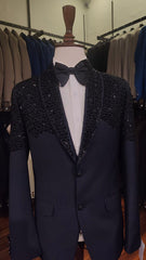 Black Embellished Slim Fit Designer Tuxedo