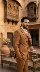 Cinnamon Brown Two Piece Suit with buckles