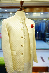 Off-White Formal Prince Coat with Red Pocket Square