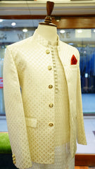 Off-White Formal Prince Coat with Red Pocket Square