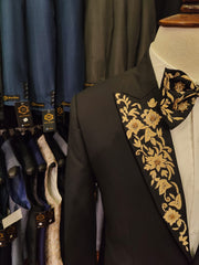 Black Tuxedo with Gold Floral Embroidery Detailing