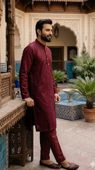 Shahi Maroon Messori Kurta Set