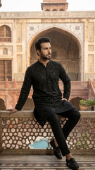 Black Messori Kurta Pajama – Premium Men’s Wedding & Festive Wear | Wearzone