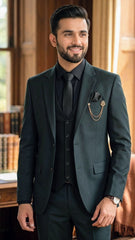Men’s Dark Green 3 Piece Wedding & Formal Suit – Premium Designer Fit