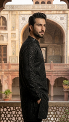 Black Messori Kurta Pajama – Premium Men’s Wedding & Festive Wear | Wearzone