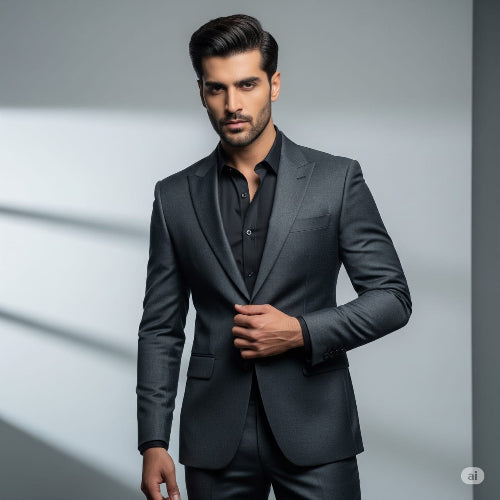 Royal Luxury Charcoal Grey  Two piece Suit for Men