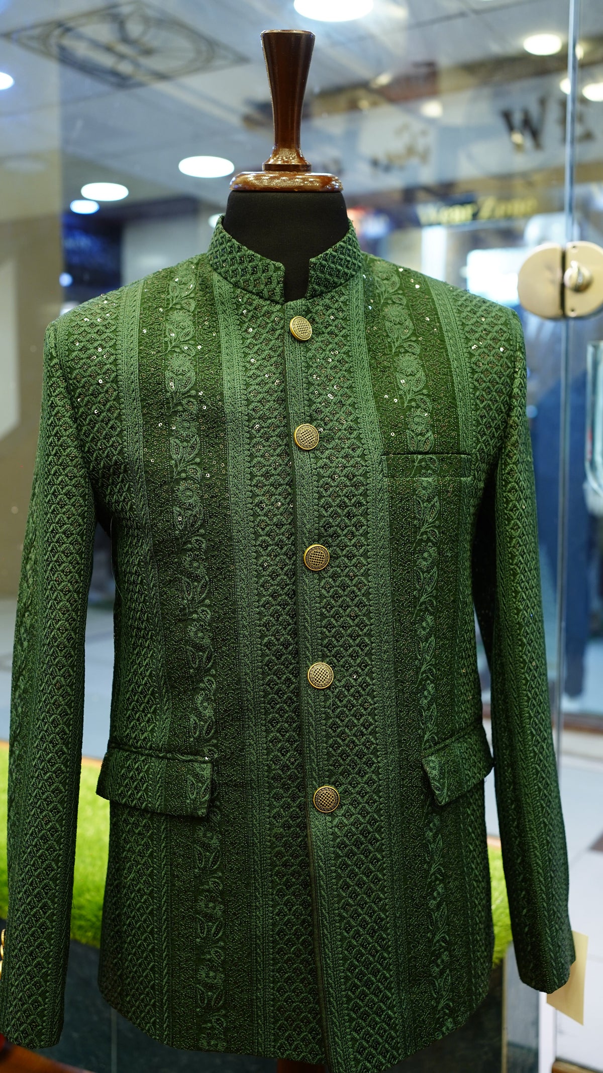 Emerald Green Hand-Embroidered Royal Prince Coat