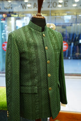 Emerald Green Hand-Embroidered Royal Sherwani