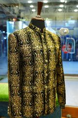 Black Velvet Sherwani with Antique Gold Hand Embroidery