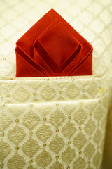 Off-White Formal Prince Coat with Red Pocket Square