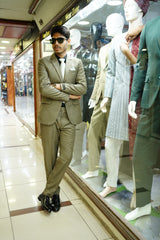 Golden Beige Slim Fit Formal Suit for Men