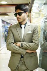 Olive Green Color Two Piece Suit
