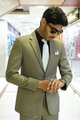 Golden Beige Slim Fit Formal Suit for Men