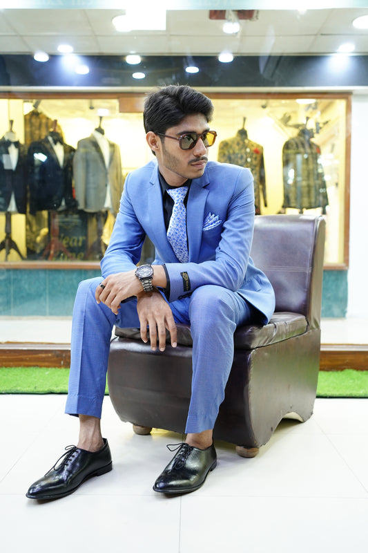Sky Blue Executive Slim Fit Suit for Men