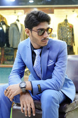 Sky Blue Executive Slim Fit Suit for Men