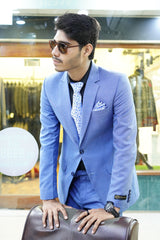 Sky Blue Executive Slim Fit Suit for Men