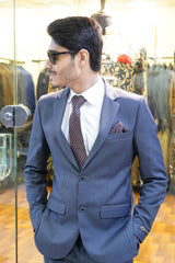 Deep Blue Polished Slim Fit Two-Piece Suit