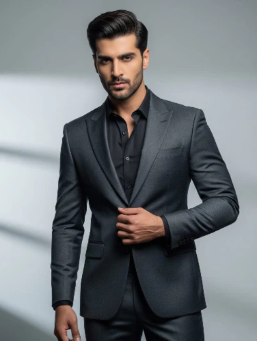 Royal Luxury Charcoal Grey  Two piece Suit for Men