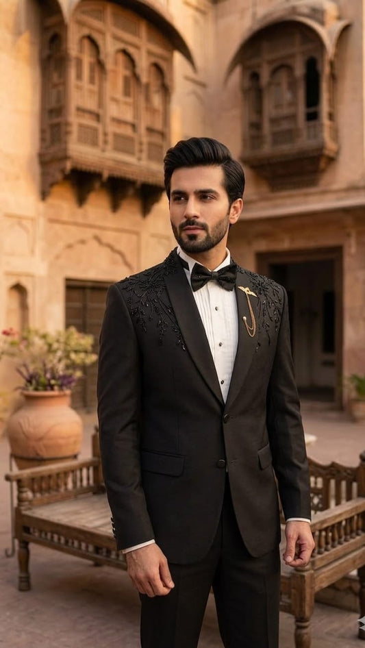 Black tuxedo with Black embroidery