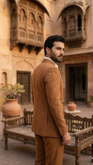 Cinnamon Brown Two Piece Suit with buckles