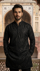 Black Messori Kurta Pajama – Premium Men’s Wedding & Festive Wear | Wearzone