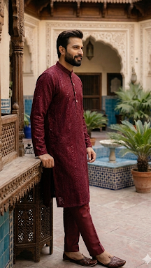 Shahi Maroon Messori Kurta Set