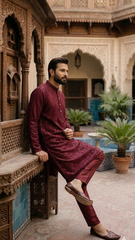 Shahi Maroon Messori Kurta Set